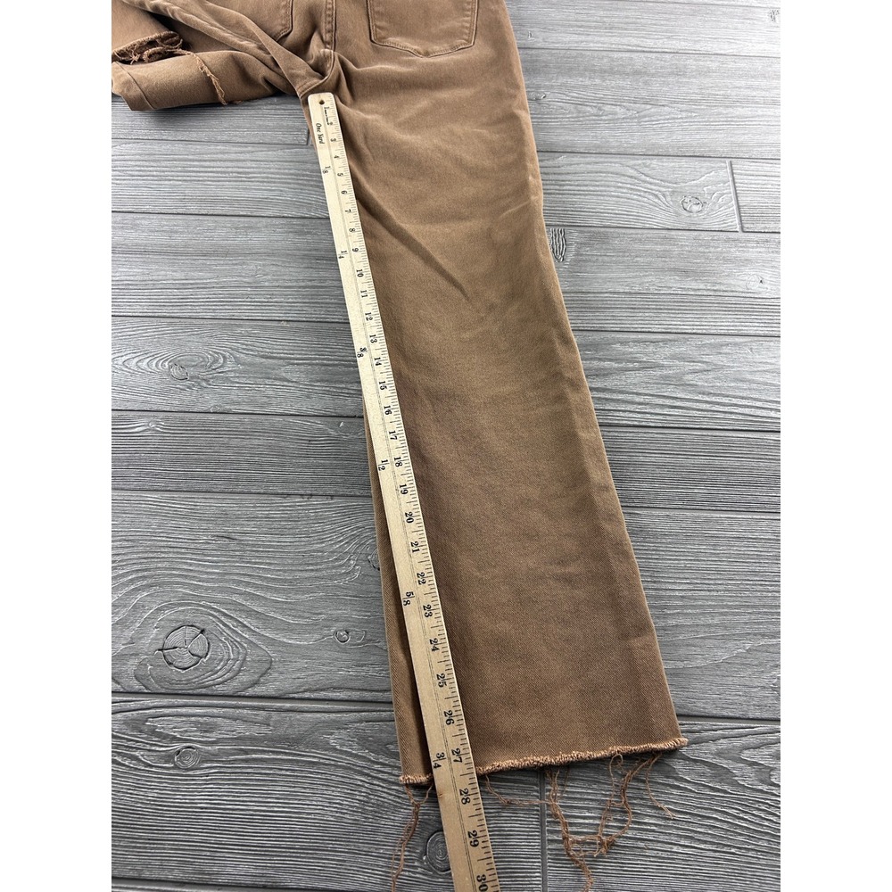 Risen Jeans Brown High Rise Wide Leg Raw Hem Denim RDP5507 Size 7/28 - Picture 3 of 9